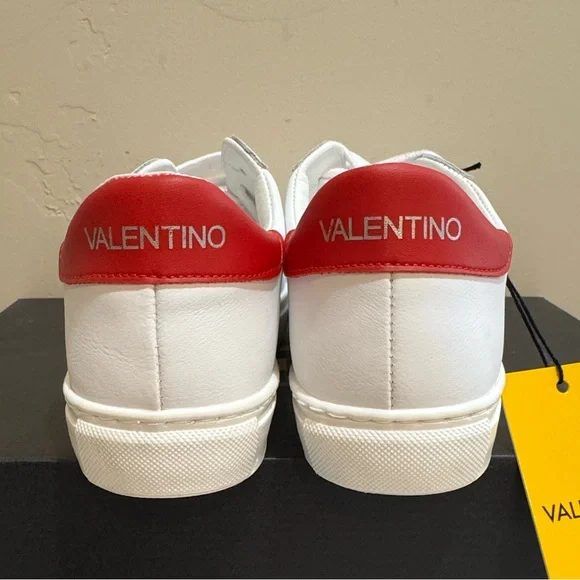 NEW✨ Valentino White Sneakers with Red Logo by Mario Valentino - Picture 5 of 15